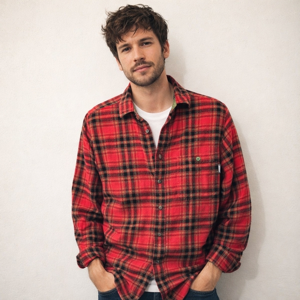 Dogfish Head Woolrich Red Plaid Button Front Flannel‎ Shirt Mens Medium Classic